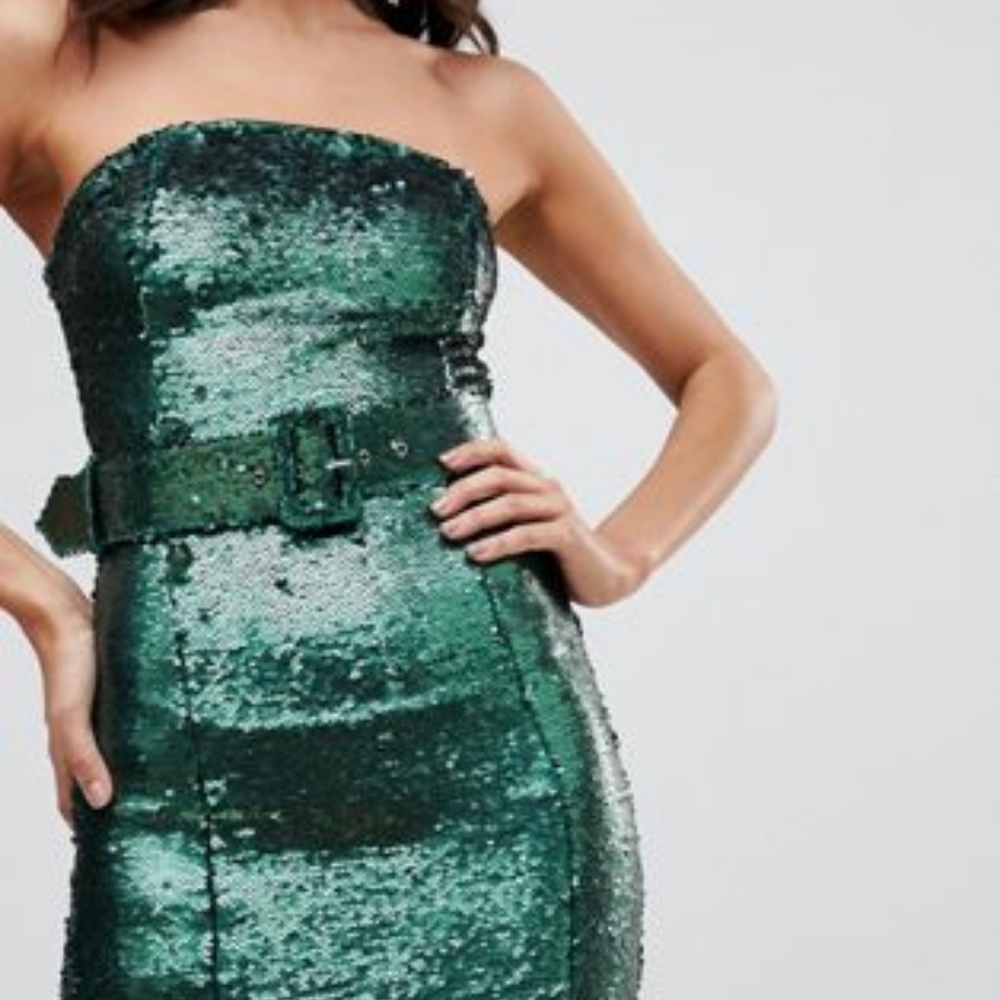 ASOS Sequin 80's Belted Bodycon Mini Dress